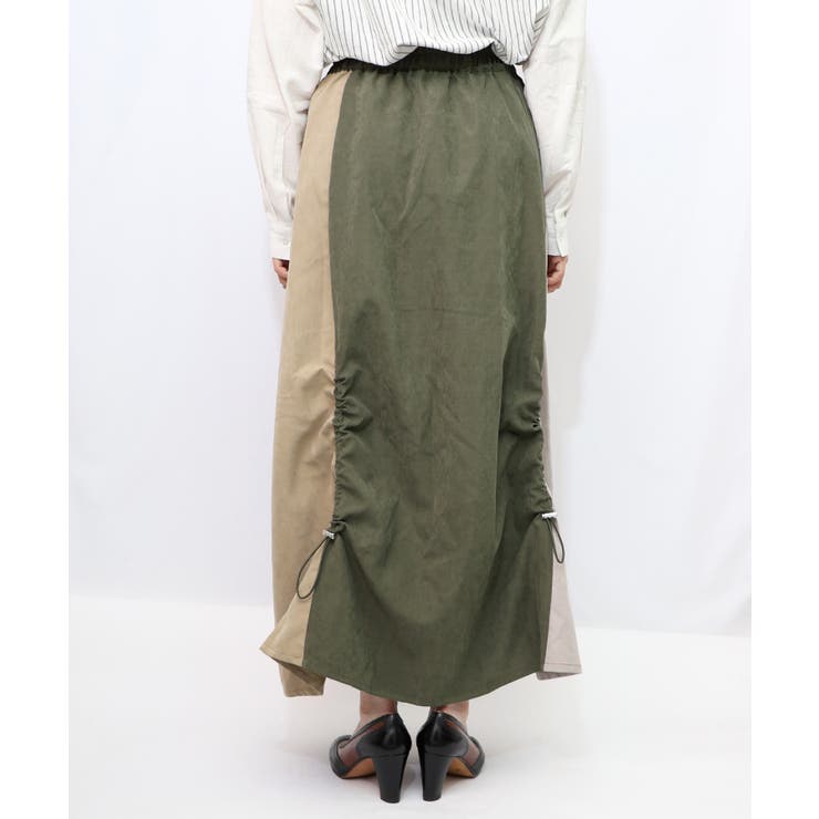 花刺繍バイカラー切替 ドロストスカート | ScoLar | 詳細画像12 