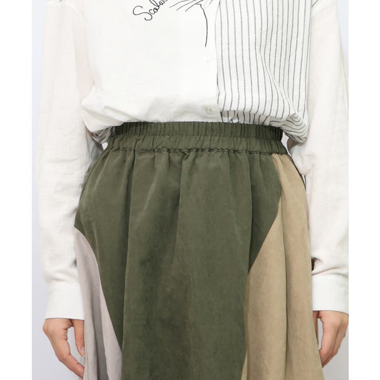 花刺繍バイカラー切替 ドロストスカート | ScoLar | 詳細画像14 