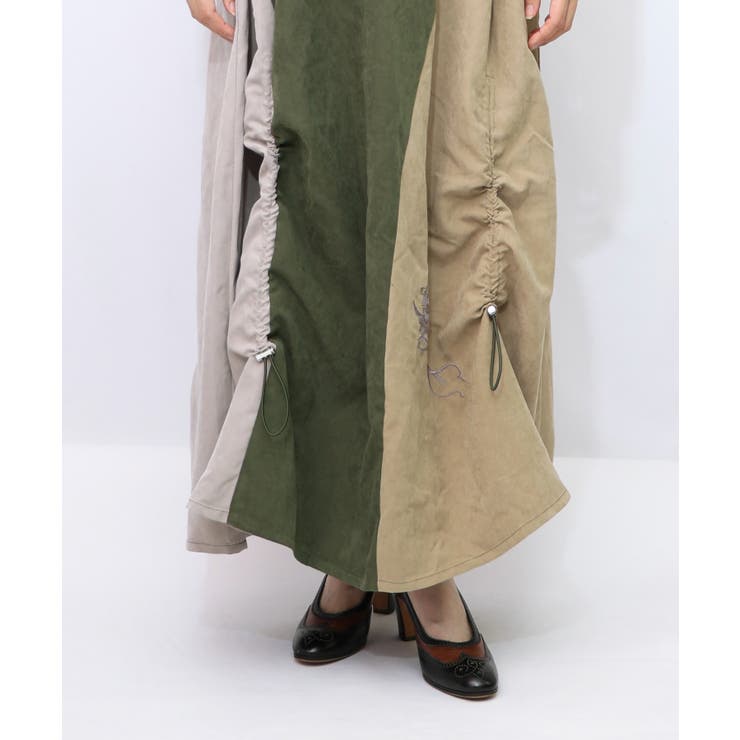 花刺繍バイカラー切替 ドロストスカート | ScoLar | 詳細画像15 