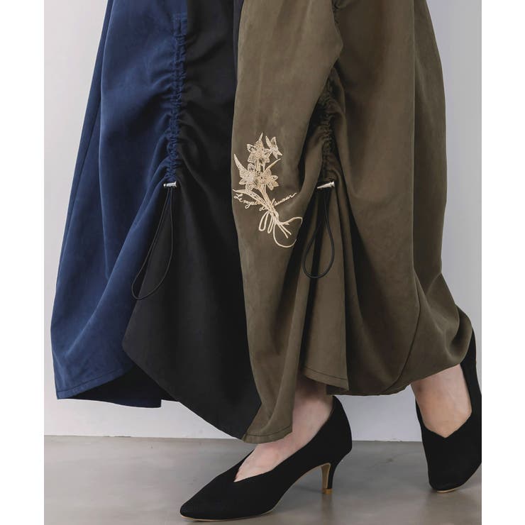 花刺繍バイカラー切替 ドロストスカート | ScoLar | 詳細画像6 