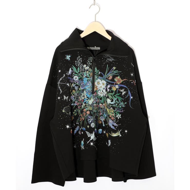 ブラック | 花束のダンボールニットプルオーバー | ScoLar