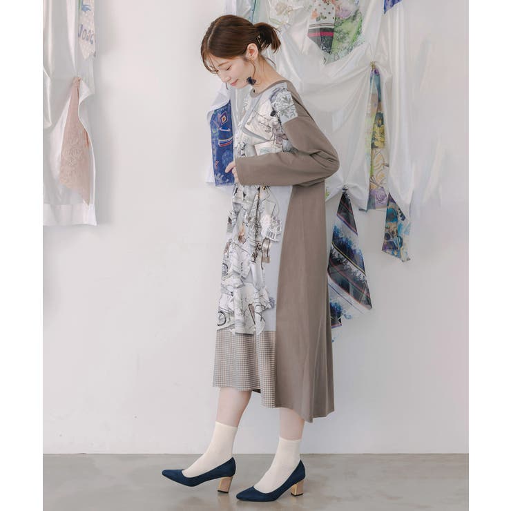 お買い物大好き女子のコラージュ柄ワンピース | ScoLar | 詳細画像4 