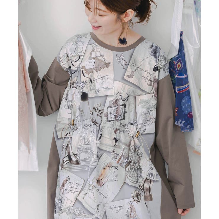 お買い物大好き女子のコラージュ柄ワンピース | ScoLar | 詳細画像7 