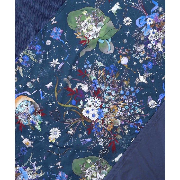 ネコと花の天の川柄 ドロストワンピース | ScoLar | 詳細画像8 
