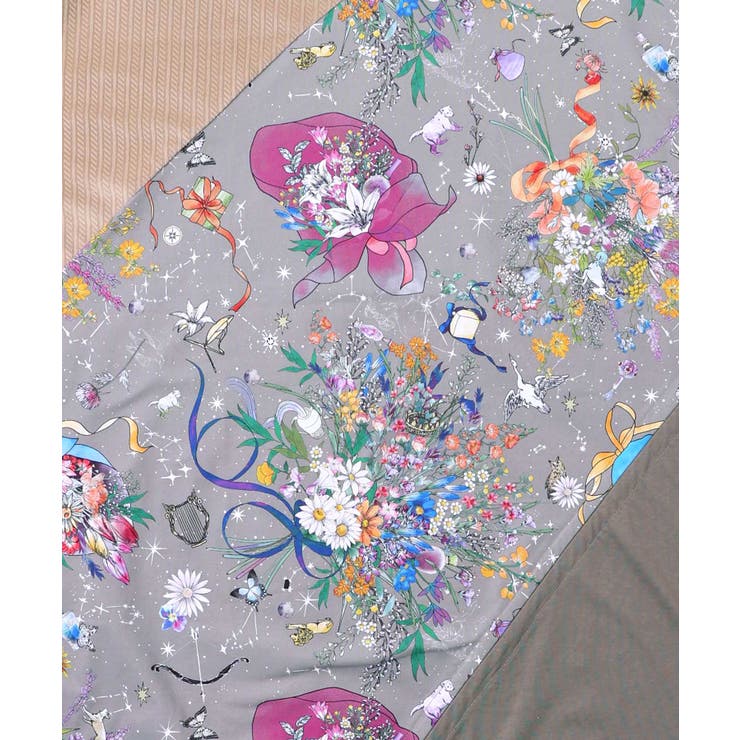 ネコと花の天の川柄 ドロストワンピース | ScoLar | 詳細画像9 