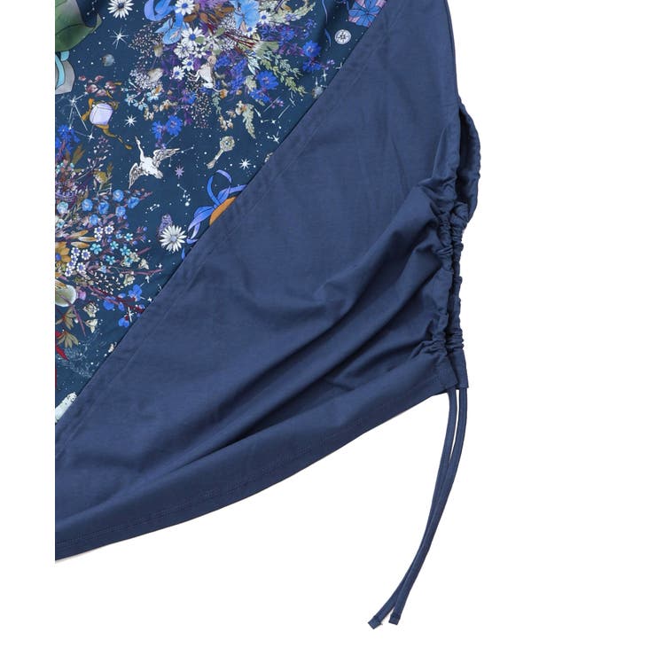 ネコと花の天の川柄 ドロストワンピース | ScoLar | 詳細画像12 