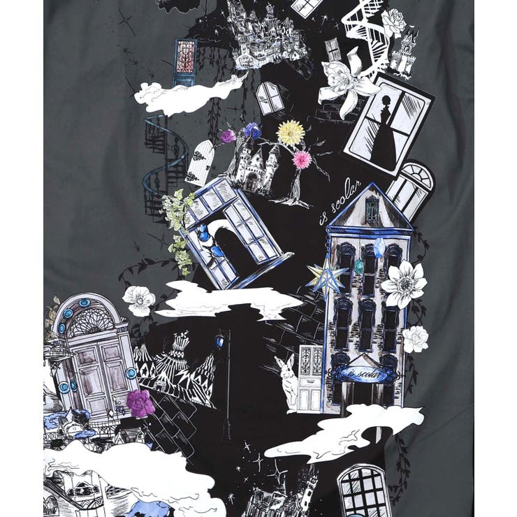 不思議な街柄タック入りワンピース | ScoLar | 詳細画像12 