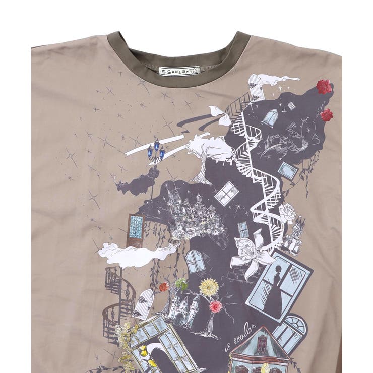 不思議な街柄タック入りワンピース | ScoLar | 詳細画像16 