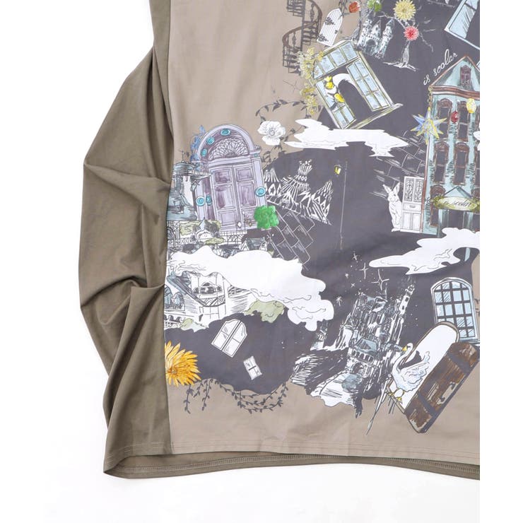 不思議な街柄タック入りワンピース | ScoLar | 詳細画像18 