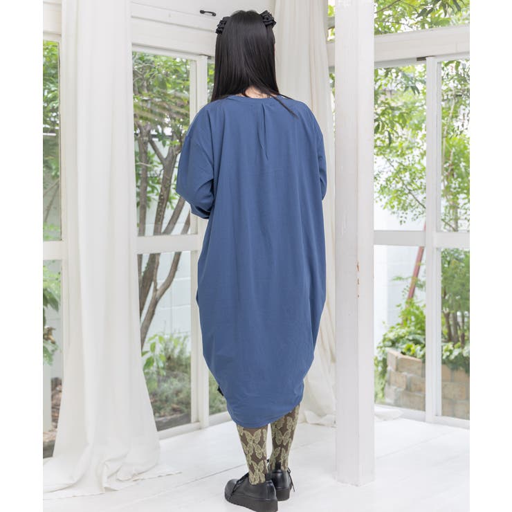 不思議な街柄タック入りワンピース | ScoLar | 詳細画像8 