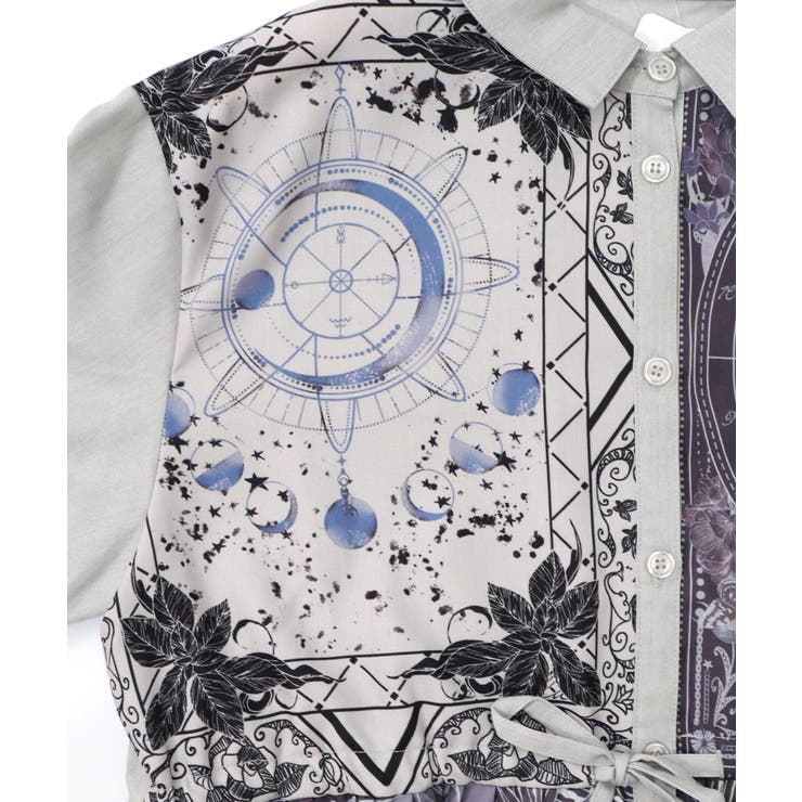 星×タロットコラージュ柄シャツワンピ | ScoLar | 詳細画像10