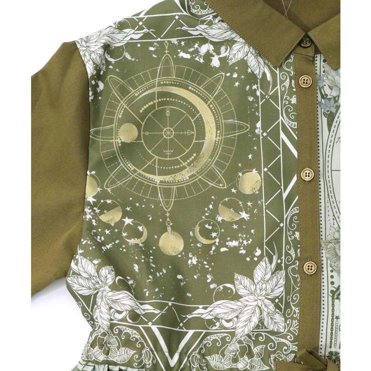 星×タロットコラージュ柄シャツワンピ | ScoLar | 詳細画像12