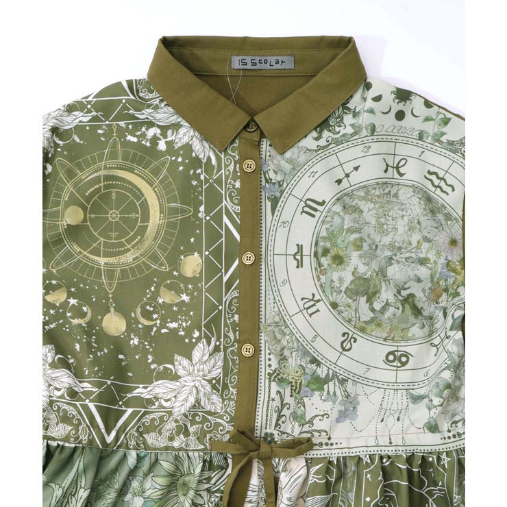 星×タロットコラージュ柄シャツワンピ | ScoLar | 詳細画像13