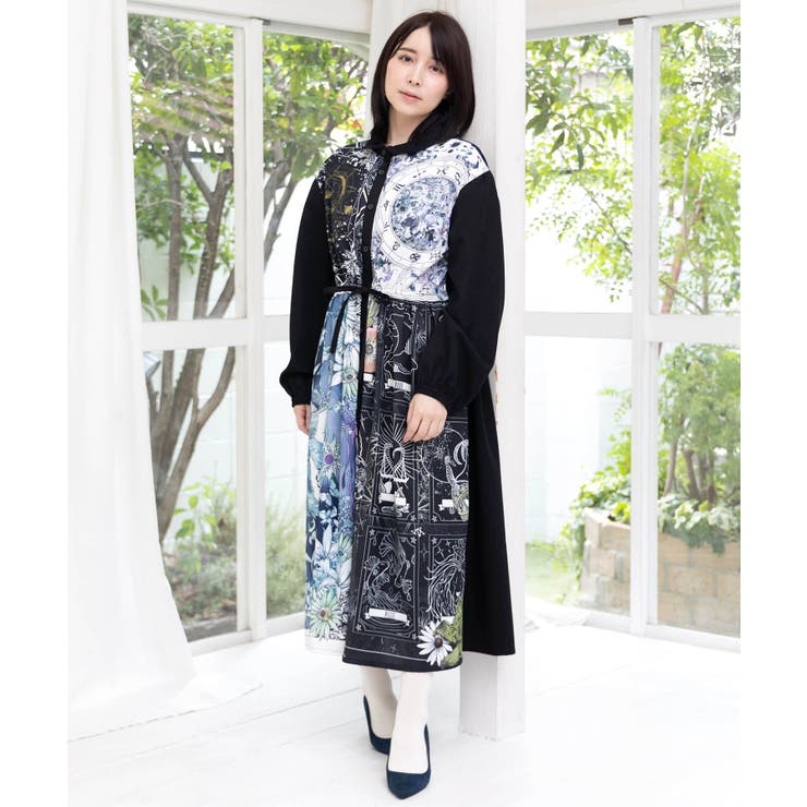 星×タロットコラージュ柄シャツワンピ | ScoLar | 詳細画像1