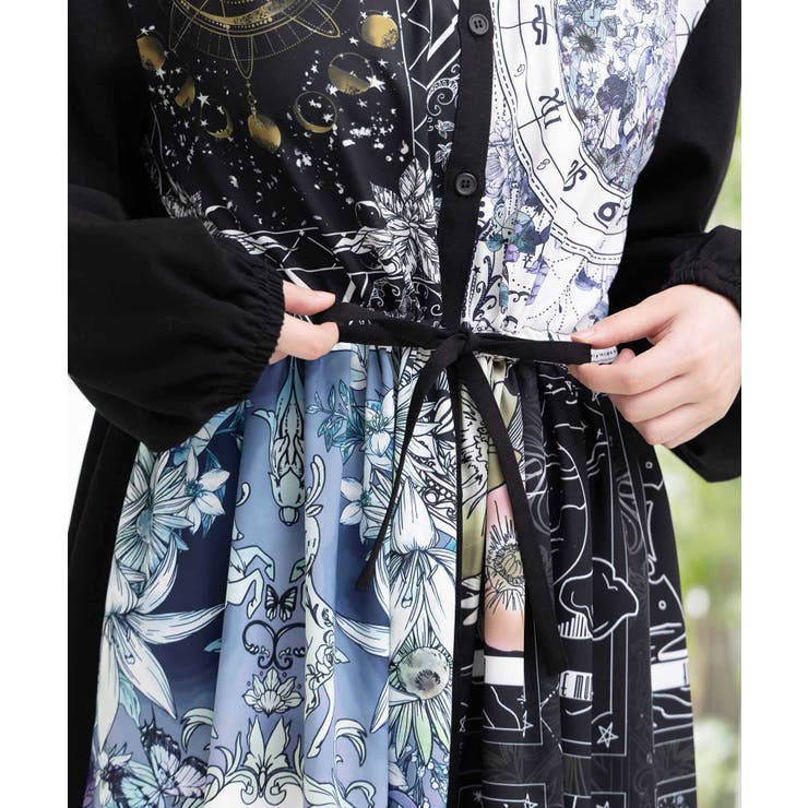 星×タロットコラージュ柄シャツワンピ | ScoLar | 詳細画像9