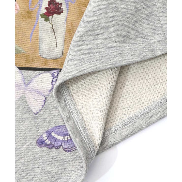 額縁×花×蝶柄 ニットソー×裏毛切替プルオーバー | ScoLar | 詳細画像16 