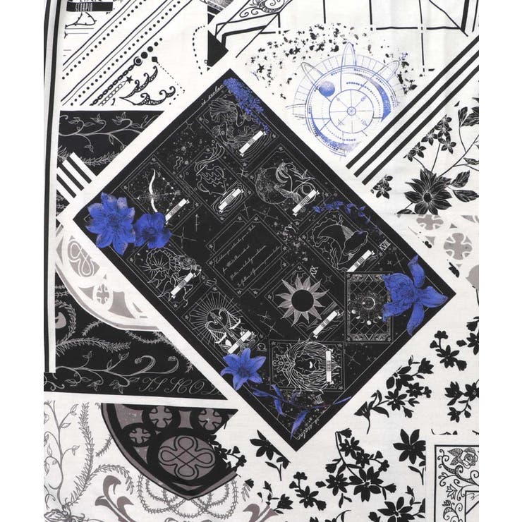 パッチワーク風柄 異素材切替ワンピース | ScoLar | 詳細画像8 