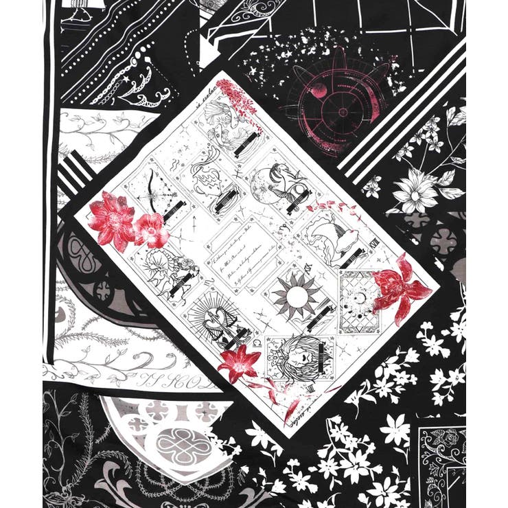 パッチワーク風柄 異素材切替ワンピース | ScoLar | 詳細画像10 