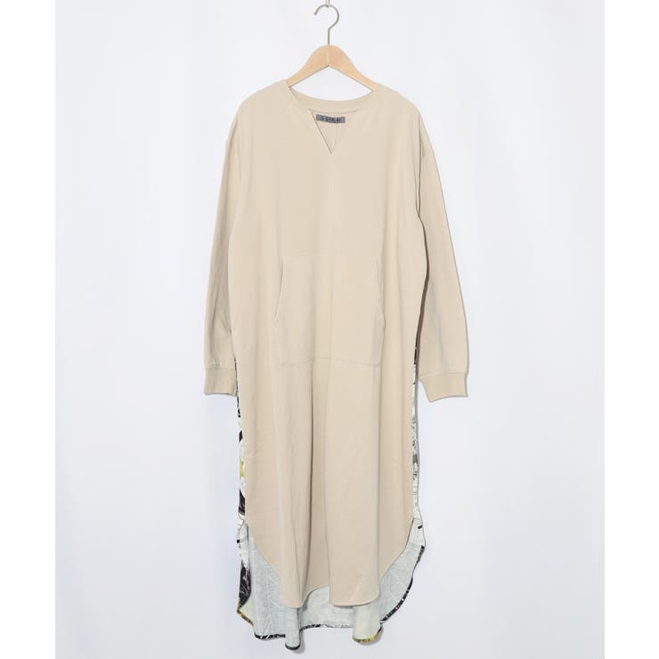 パッチワーク風柄 異素材切替ワンピース | ScoLar | 詳細画像11 