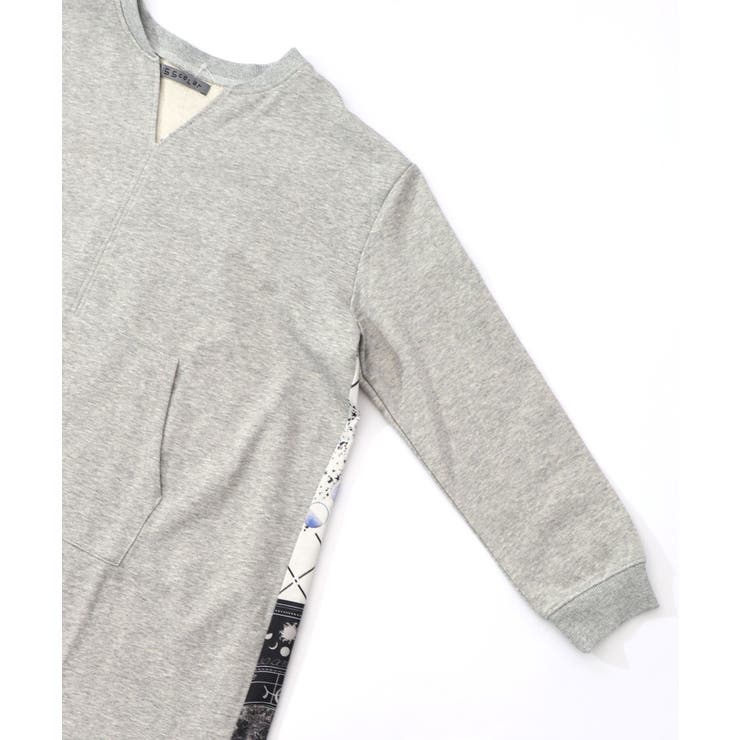 パッチワーク風柄 異素材切替ワンピース | ScoLar | 詳細画像15 