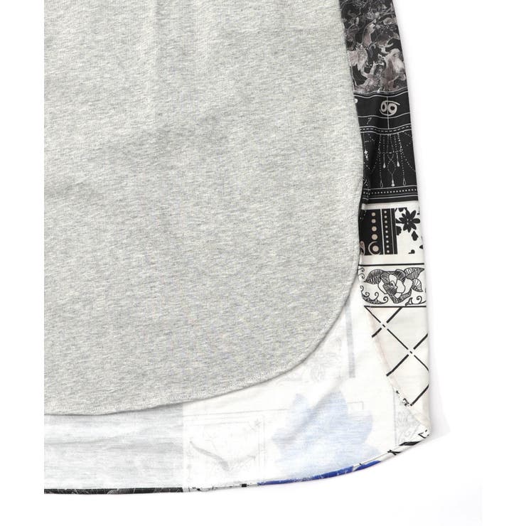 パッチワーク風柄 異素材切替ワンピース | ScoLar | 詳細画像16 