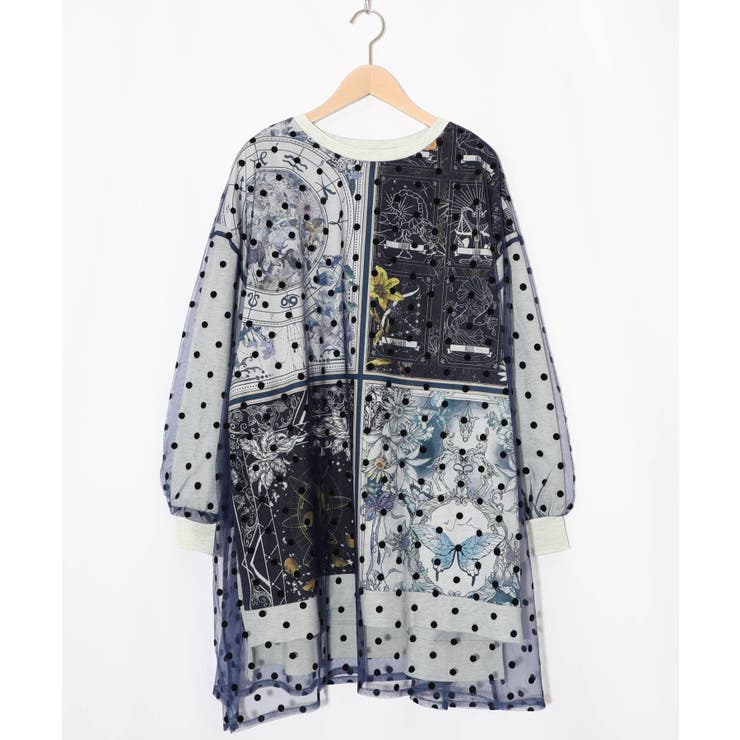 星×タロットコラージュ柄 ドットチュールプルオーバー | ScoLar | 詳細画像11 