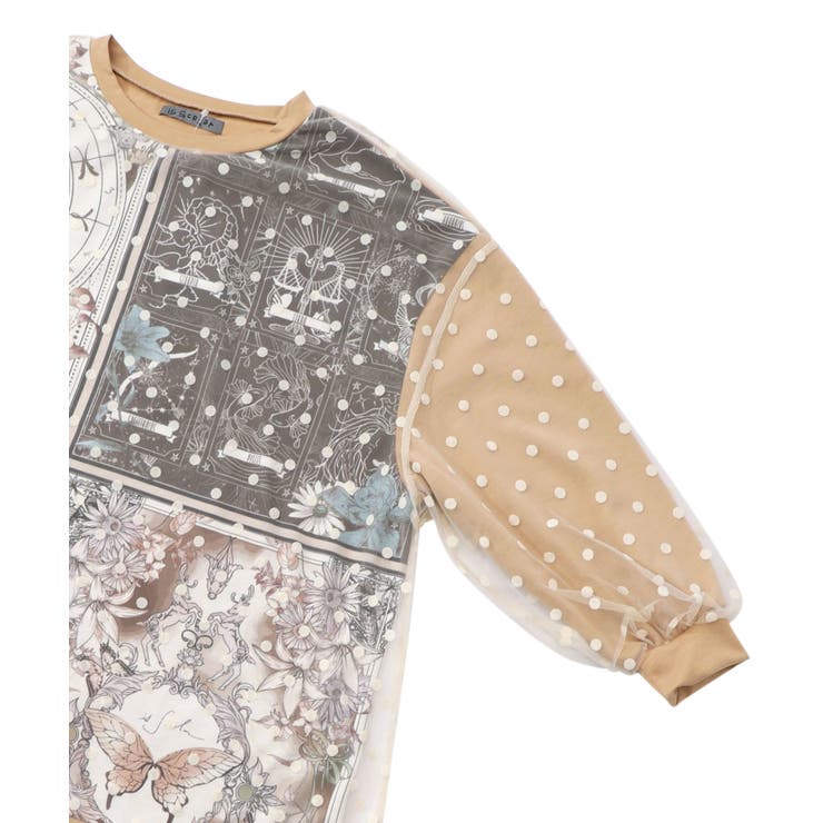 星×タロットコラージュ柄 ドットチュールプルオーバー | ScoLar | 詳細画像15 