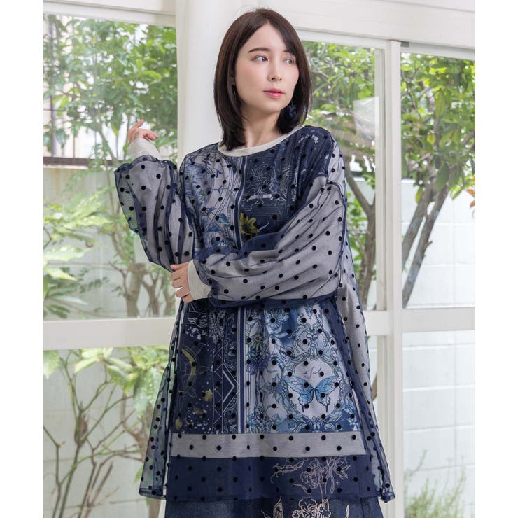 星×タロットコラージュ柄 ドットチュールプルオーバー | ScoLar | 詳細画像2 