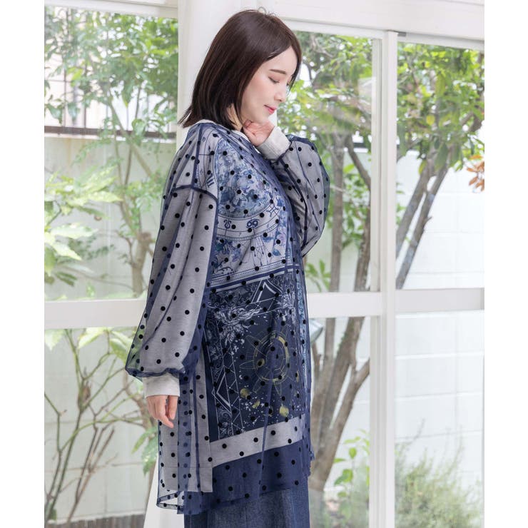 星×タロットコラージュ柄 ドットチュールプルオーバー | ScoLar | 詳細画像3 