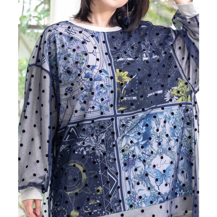 星×タロットコラージュ柄 ドットチュールプルオーバー | ScoLar | 詳細画像6 