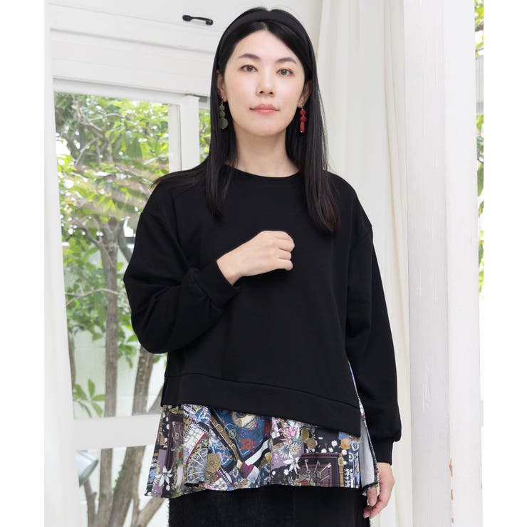 異素材ミックス裏毛アシメプルオーバー | ScoLar | 詳細画像3 