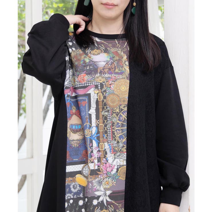 異素材ミックス裏毛アシメワンピース | ScoLar | 詳細画像5 