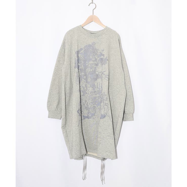 杢グレー | ツリーハウス柄裏毛×裾ドロストワンピース | ScoLar