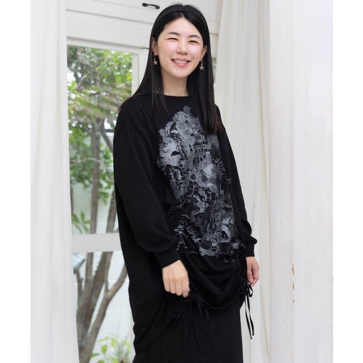 ツリーハウス柄裏毛×裾ドロストワンピース | ScoLar | 詳細画像3 