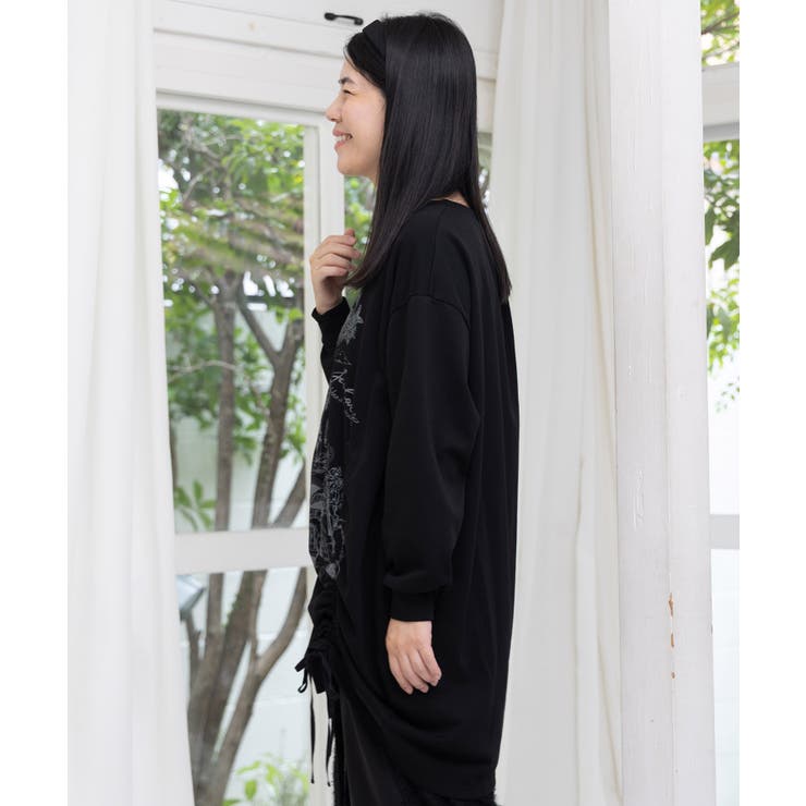 ツリーハウス柄裏毛×裾ドロストワンピース | ScoLar | 詳細画像4 