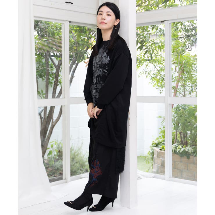 ツリーハウス柄裏毛×裾ドロストワンピース | ScoLar | 詳細画像6 