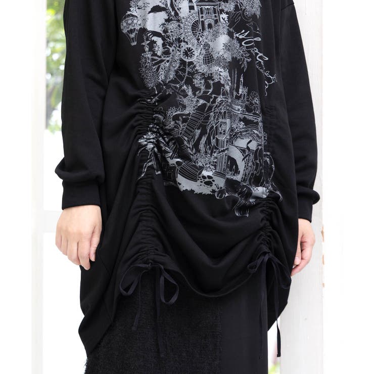 ツリーハウス柄裏毛×裾ドロストワンピース | ScoLar | 詳細画像8 