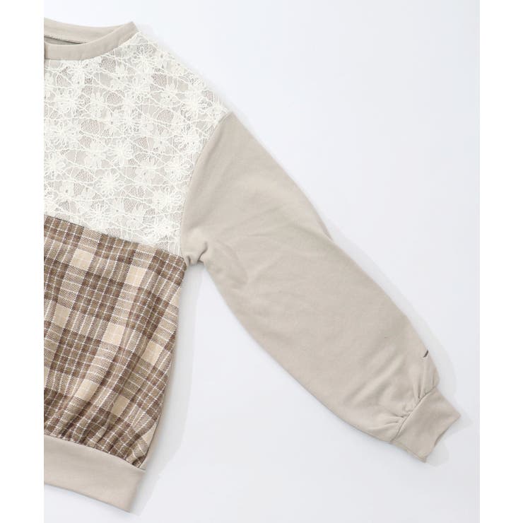 裏毛×起毛レース×チェックの異素材切替カーデ | ScoLar | 詳細画像11 