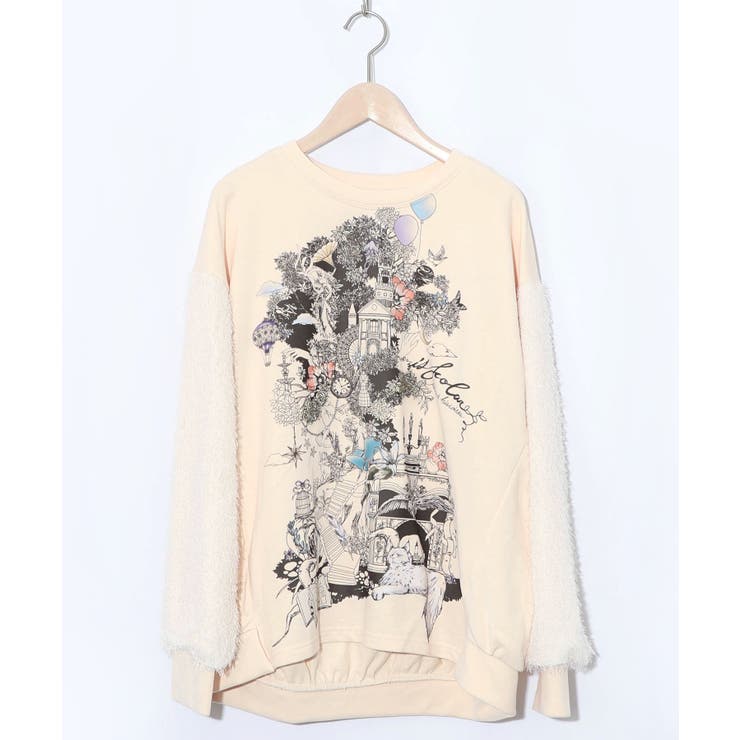 アイボリー | フリンジシフォン切替裏毛プルオーバー | ScoLar