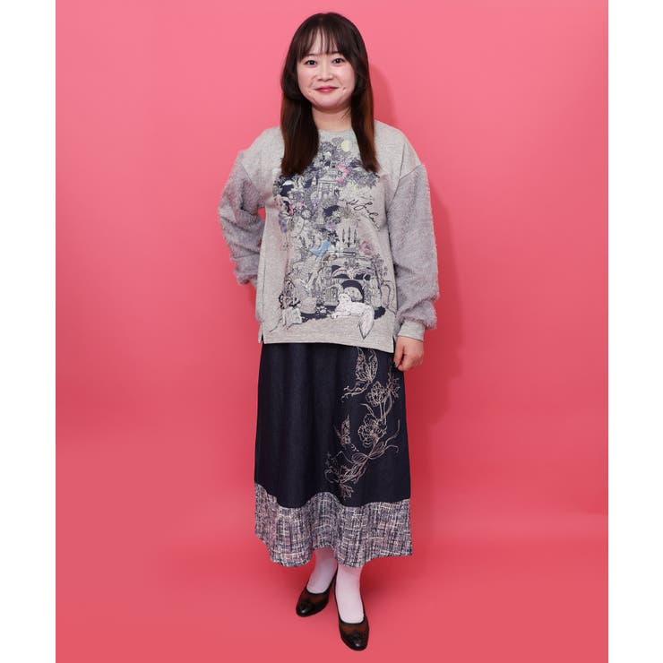 フリンジシフォン切替裏毛プルオーバー | ScoLar | 詳細画像1 