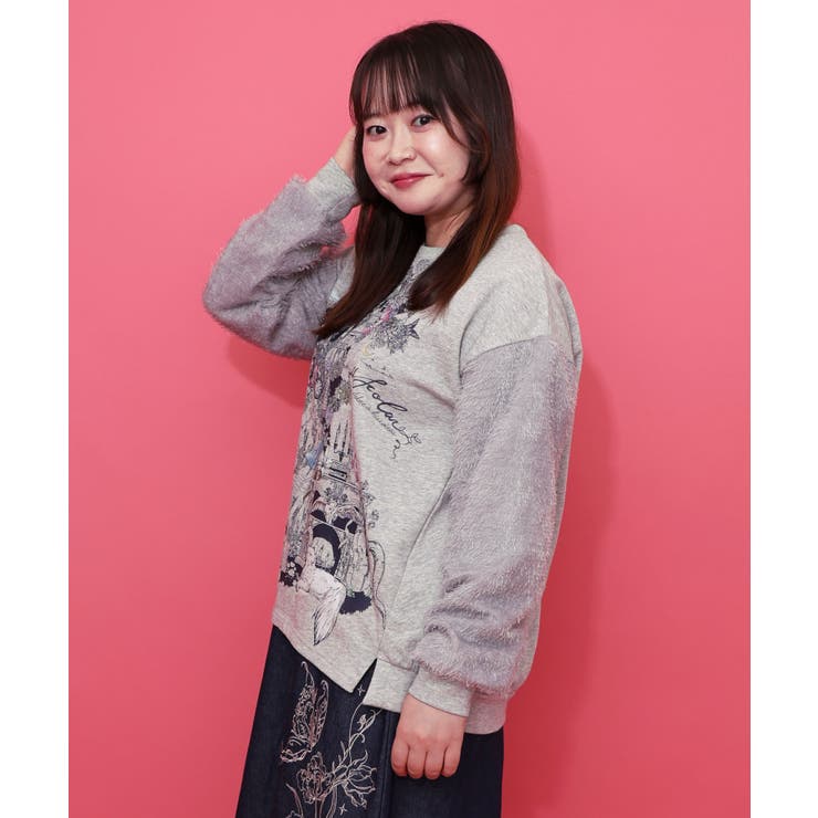 フリンジシフォン切替裏毛プルオーバー | ScoLar | 詳細画像2 