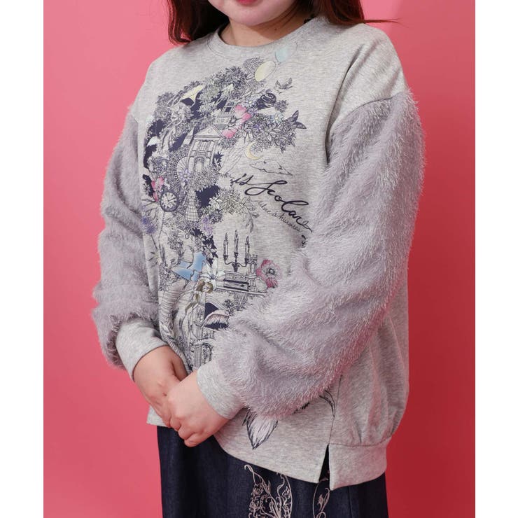 フリンジシフォン切替裏毛プルオーバー | ScoLar | 詳細画像4 