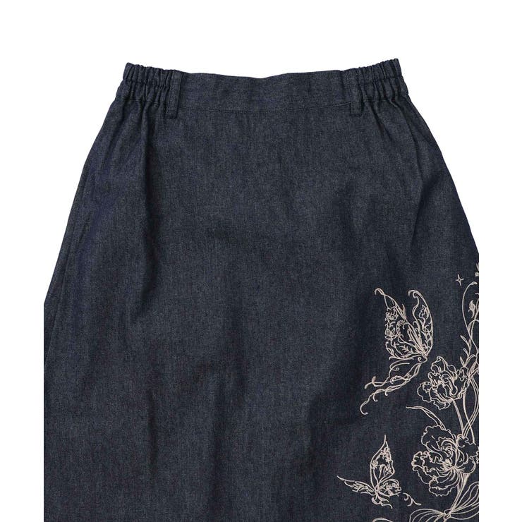 ラメツイード切替 花蝶刺繍デニムスカート | ScoLar | 詳細画像12 