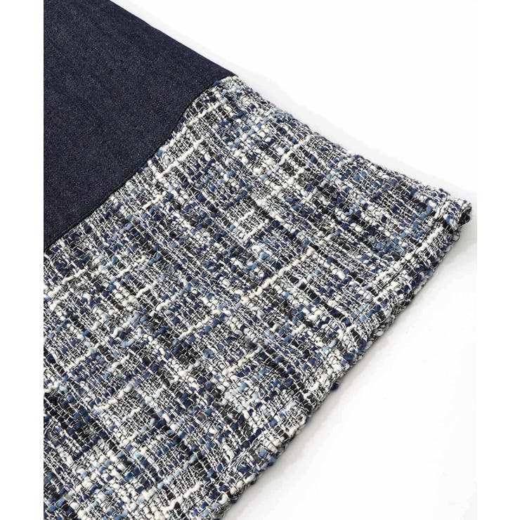 ラメツイード切替 花蝶刺繍デニムスカート | ScoLar | 詳細画像15 