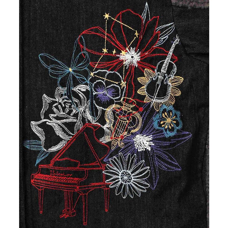 花蝶刺繍デニム×プードルボア 切替ジャケット | ScoLar | 詳細画像9 