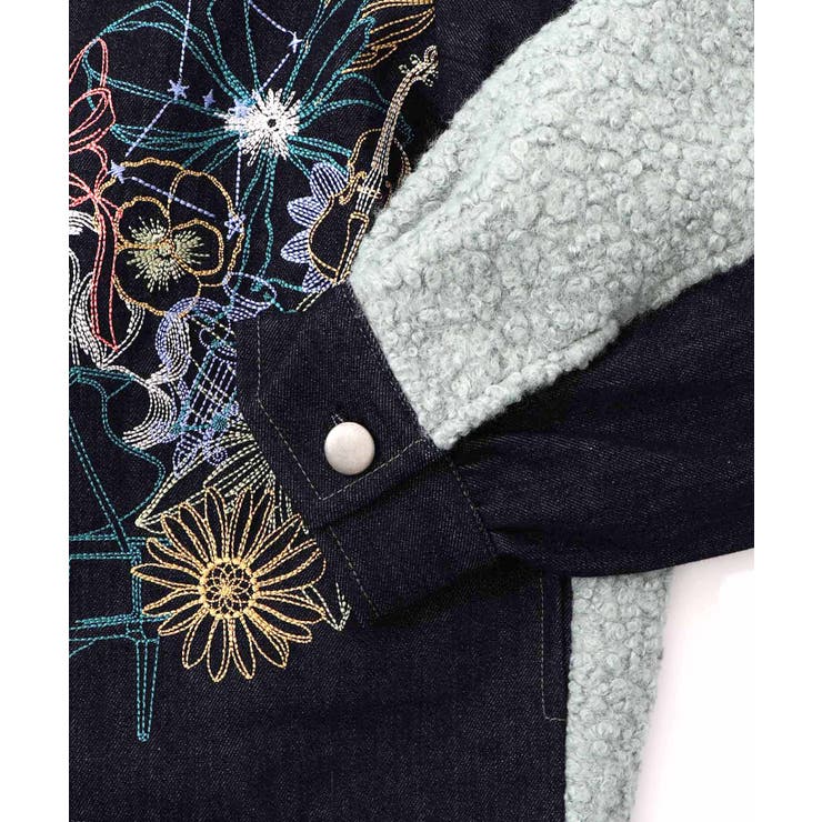 花蝶刺繍デニム×プードルボア 切替ジャケット | ScoLar | 詳細画像18 