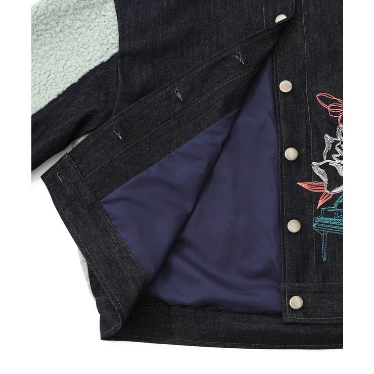 花蝶刺繍デニム×プードルボア 切替ジャケット | ScoLar | 詳細画像19 