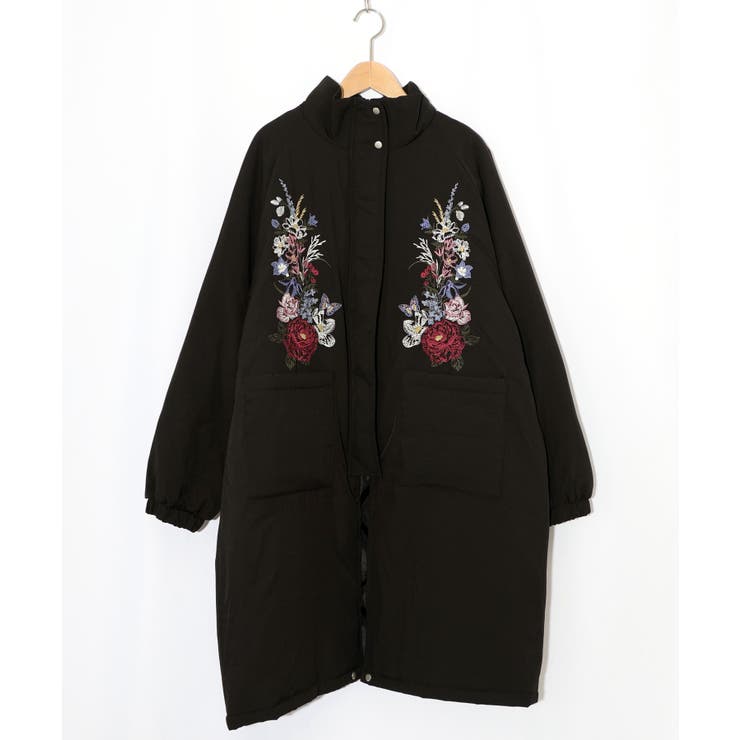 着丈調整可能2way 花刺繍中綿ロングブルゾン[品番：SRSW0000300