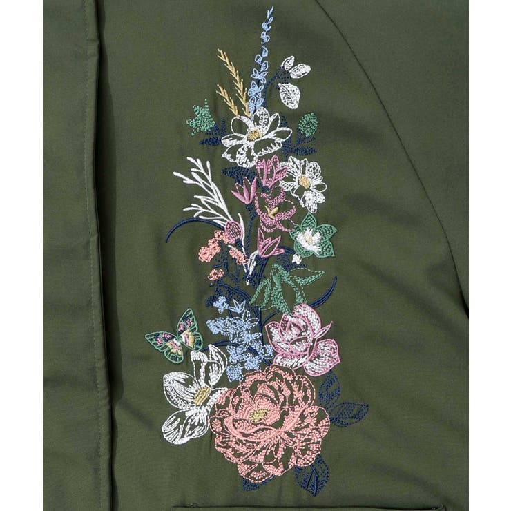 着丈調整可能2way 花刺繍中綿ロングブルゾン[品番：SRSW0000300