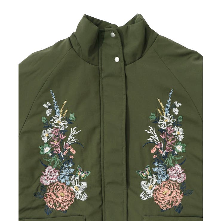 着丈調整可能2way 花刺繍中綿ロングブルゾン[品番：SRSW0000300